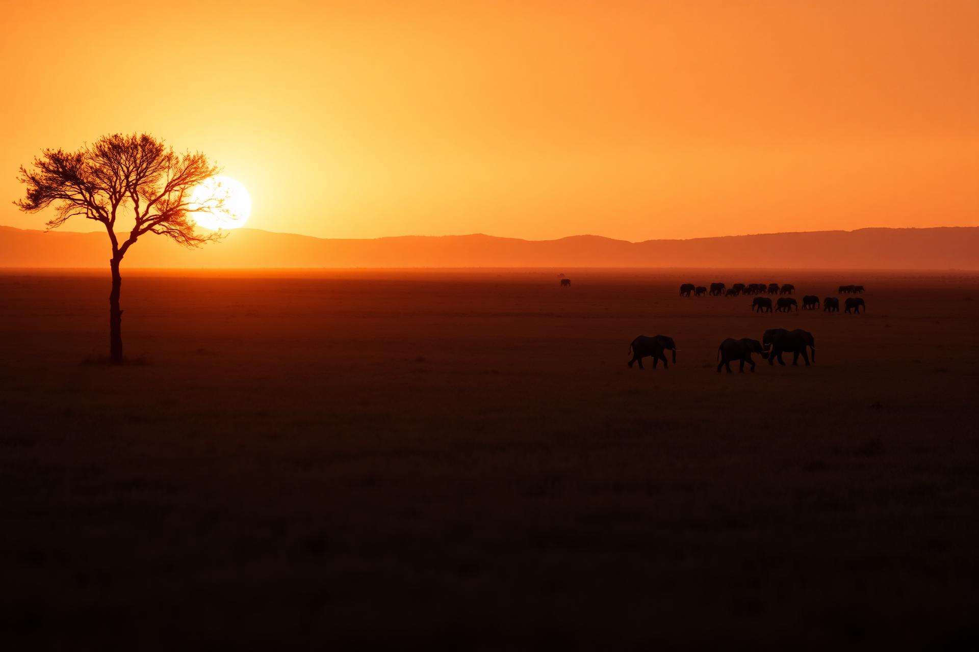 Serengeti savanna at sunrise